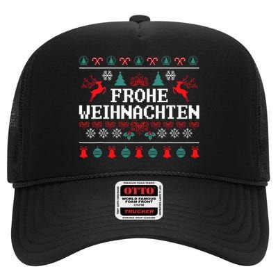 Frohe Weihnachten German Merry Christmas Holidays Germany High Crown Mesh Back Trucker Hat