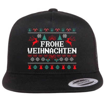 Frohe Weihnachten German Merry Christmas Holidays Germany Flat Bill Trucker Hat