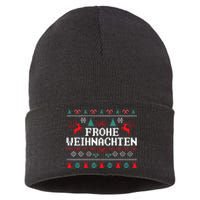 Frohe Weihnachten German Merry Christmas Holidays Germany Sustainable Knit Beanie