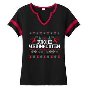 Frohe Weihnachten German Merry Christmas Holidays Germany Ladies Halftime Notch Neck Tee