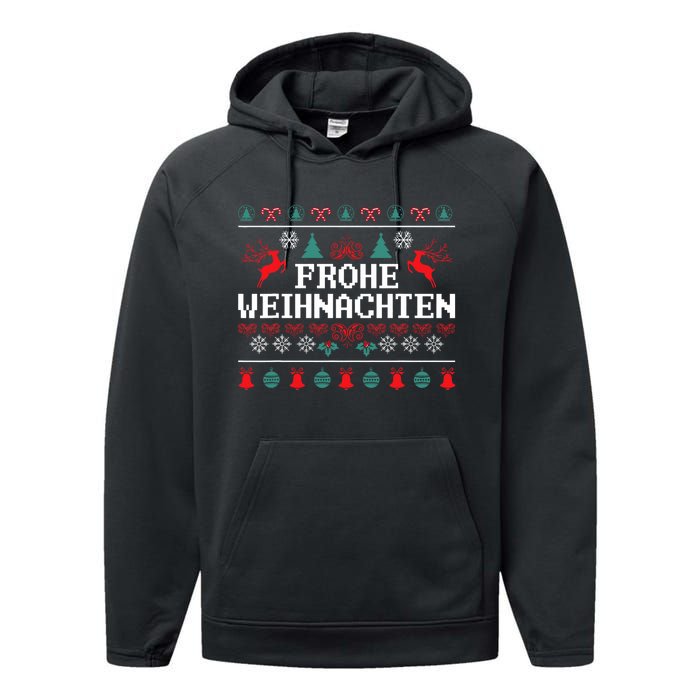 Frohe Weihnachten German Merry Christmas Holidays Germany Performance Fleece Hoodie