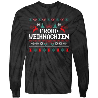 Frohe Weihnachten German Merry Christmas Holidays Germany Tie-Dye Long Sleeve Shirt