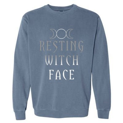 Funny Wiccan Goddess Moon Resting Witch Face Pagan Gift Garment-Dyed Sweatshirt