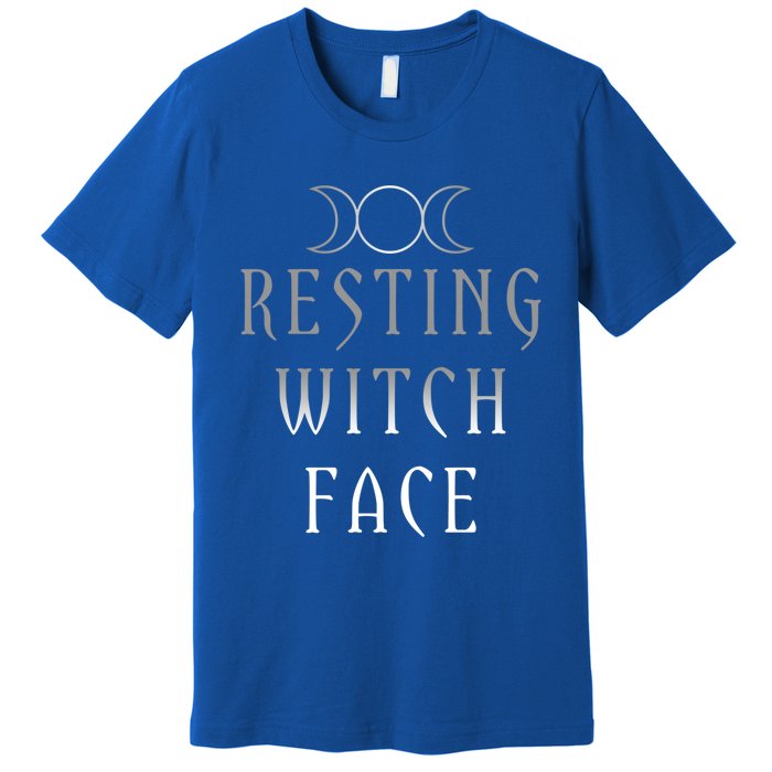 Funny Wiccan Goddess Moon Resting Witch Face Pagan Gift Premium T-Shirt