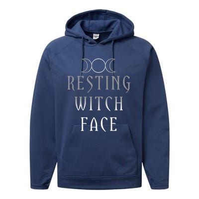 Funny Wiccan Goddess Moon Resting Witch Face Pagan Gift Performance Fleece Hoodie