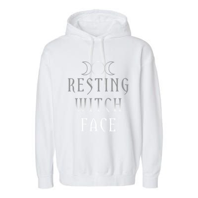 Funny Wiccan Goddess Moon Resting Witch Face Pagan Gift Garment-Dyed Fleece Hoodie