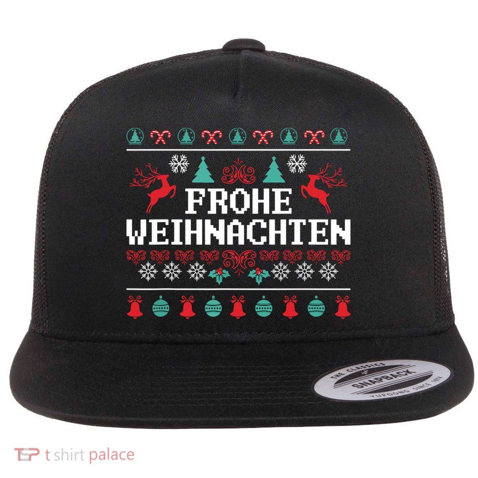 Frohe Weihnachten German Merry Christmas Holidays Germany Flatbill Hat