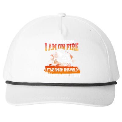 Funny Welder Gifts - Yes I Know I Am On Fire Snapback Five-Panel Rope Hat