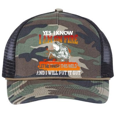 Funny Welder Gifts - Yes I Know I Am On Fire Retro Rope Trucker Hat Cap