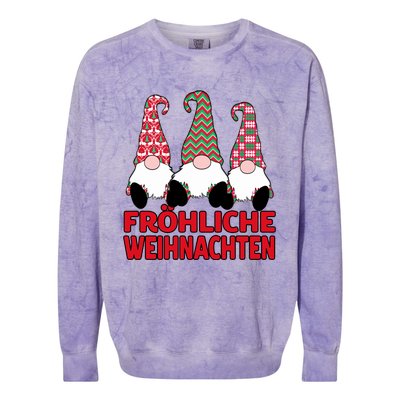 FröHliche Weihnachten Ger Christmas Nordic Gnomes Gift Colorblast Crewneck Sweatshirt