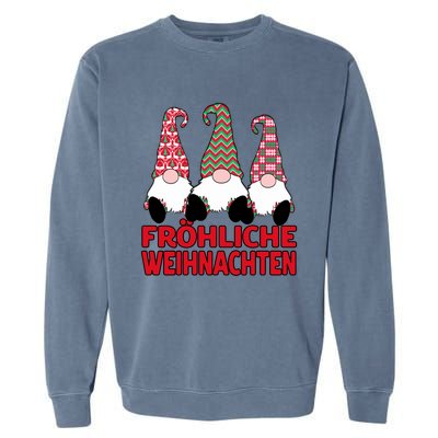 FröHliche Weihnachten Ger Christmas Nordic Gnomes Gift Garment-Dyed Sweatshirt