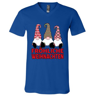 FröHliche Weihnachten Ger Christmas Nordic Gnomes Gift V-Neck T-Shirt