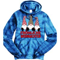 FröHliche Weihnachten Ger Christmas Nordic Gnomes Gift Tie Dye Hoodie