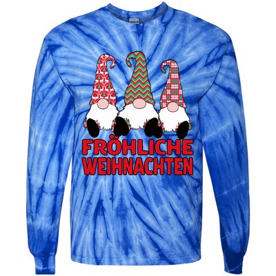 FröHliche Weihnachten Ger Christmas Nordic Gnomes Gift Tie-Dye Long Sleeve Shirt