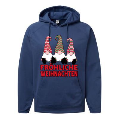 FröHliche Weihnachten Ger Christmas Nordic Gnomes Gift Performance Fleece Hoodie