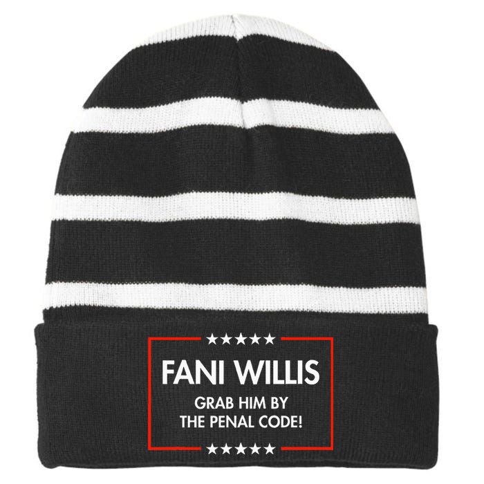 Fani Willis Grab Him By The Penal Code Striped Beanie with Solid Band