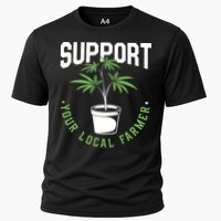 Funny Weed Gift Support Your Local Farmer Local Grower Cooling Performance Crew T-Shirt