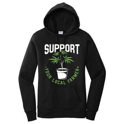 Funny Weed Gift Support Your Local Farmer Local Grower Women's Pullover Hoodie