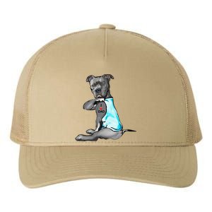 Funny Women Gifts Dog Pitbull I Love Dad Tattoo Gift Yupoong Adult 5-Panel Trucker Hat