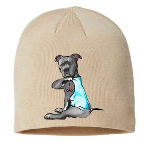 Funny Women Gifts Dog Pitbull I Love Dad Tattoo Gift Sustainable Beanie