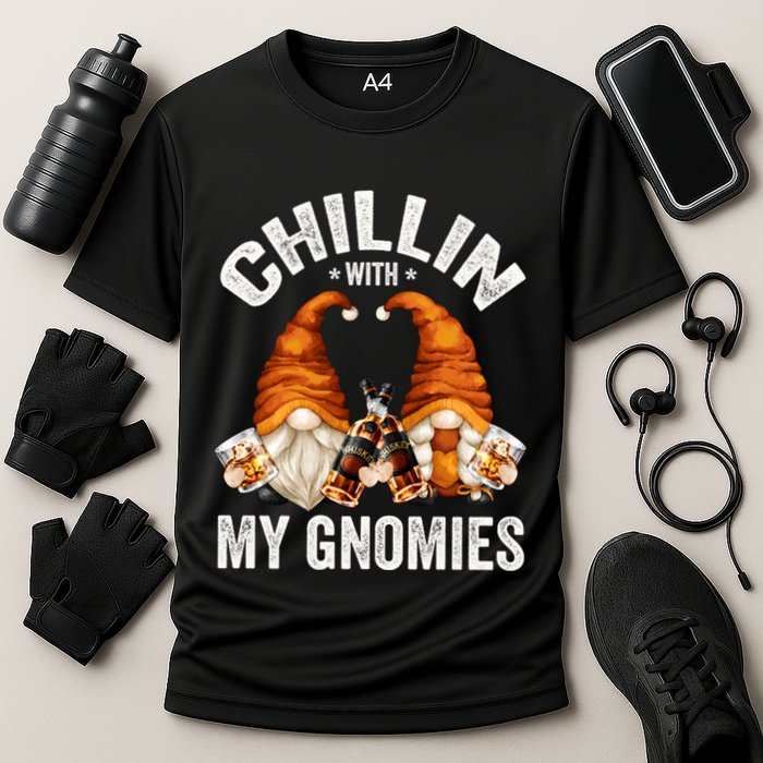 Funny Whiskey Gnome For Whisky Lover Chillin With My Gnomies Gift Cooling Performance Crew T-Shirt