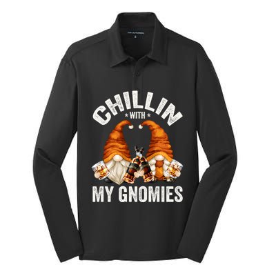 Funny Whiskey Gnome For Whisky Lover Chillin With My Gnomies Gift Silk Touch Performance Long Sleeve Polo