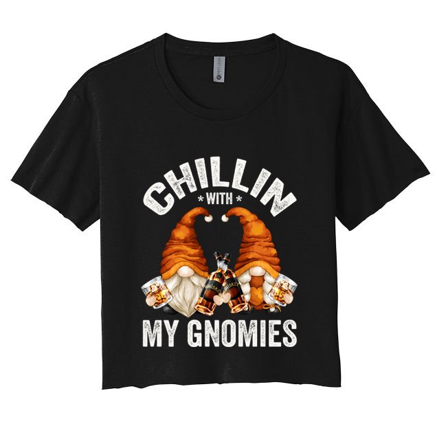 Funny Whiskey Gnome For Whisky Lover Chillin With My Gnomies Gift Crop Top
