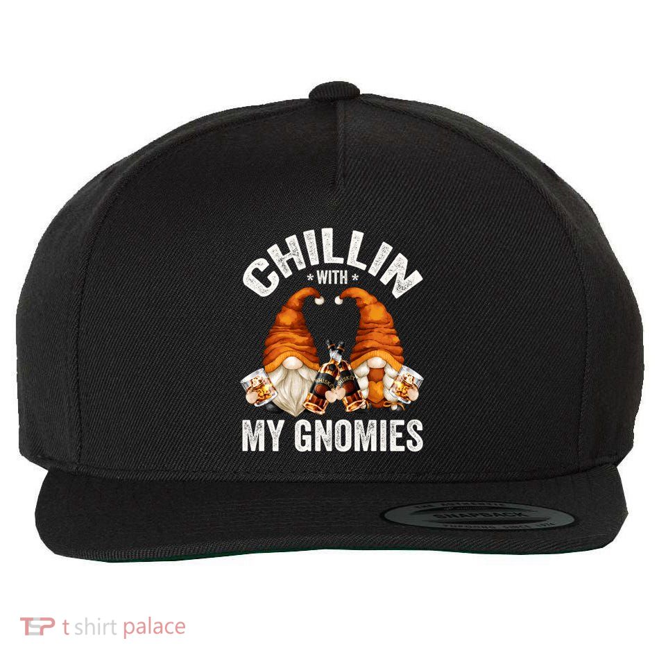 Funny Whiskey Gnome For Whisky Lover Chillin With My Gnomies Gift Wool Snapback Cap