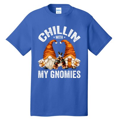 Funny Whiskey Gnome For Whisky Lover Chillin With My Gnomies Gift Tall T-Shirt