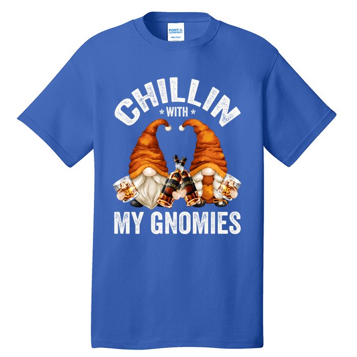 Funny Whiskey Gnome For Whisky Lover Chillin With My Gnomies Gift Tall T-Shirt