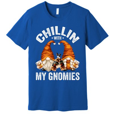 Funny Whiskey Gnome For Whisky Lover Chillin With My Gnomies Gift Premium T-Shirt