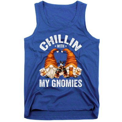 Funny Whiskey Gnome For Whisky Lover Chillin With My Gnomies Gift Tank Top