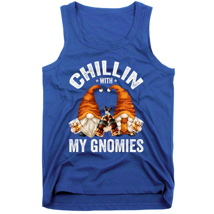 Funny Whiskey Gnome For Whisky Lover Chillin With My Gnomies Gift Tank Top