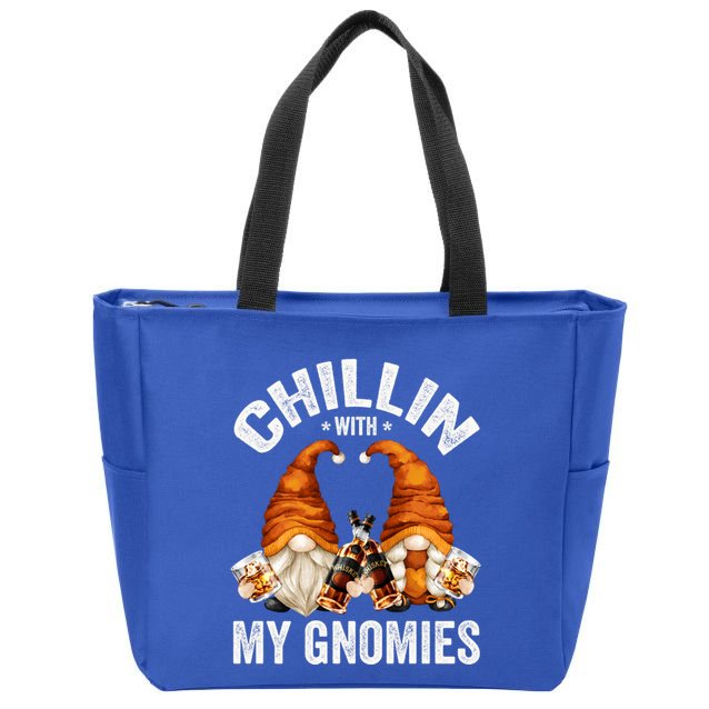 Funny Whiskey Gnome For Whisky Lover Chillin With My Gnomies Gift Zip Tote Bag