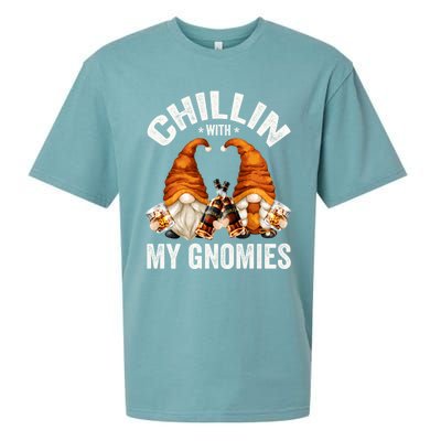 Funny Whiskey Gnome For Whisky Lover Chillin With My Gnomies Gift Sueded Cloud Jersey T-Shirt