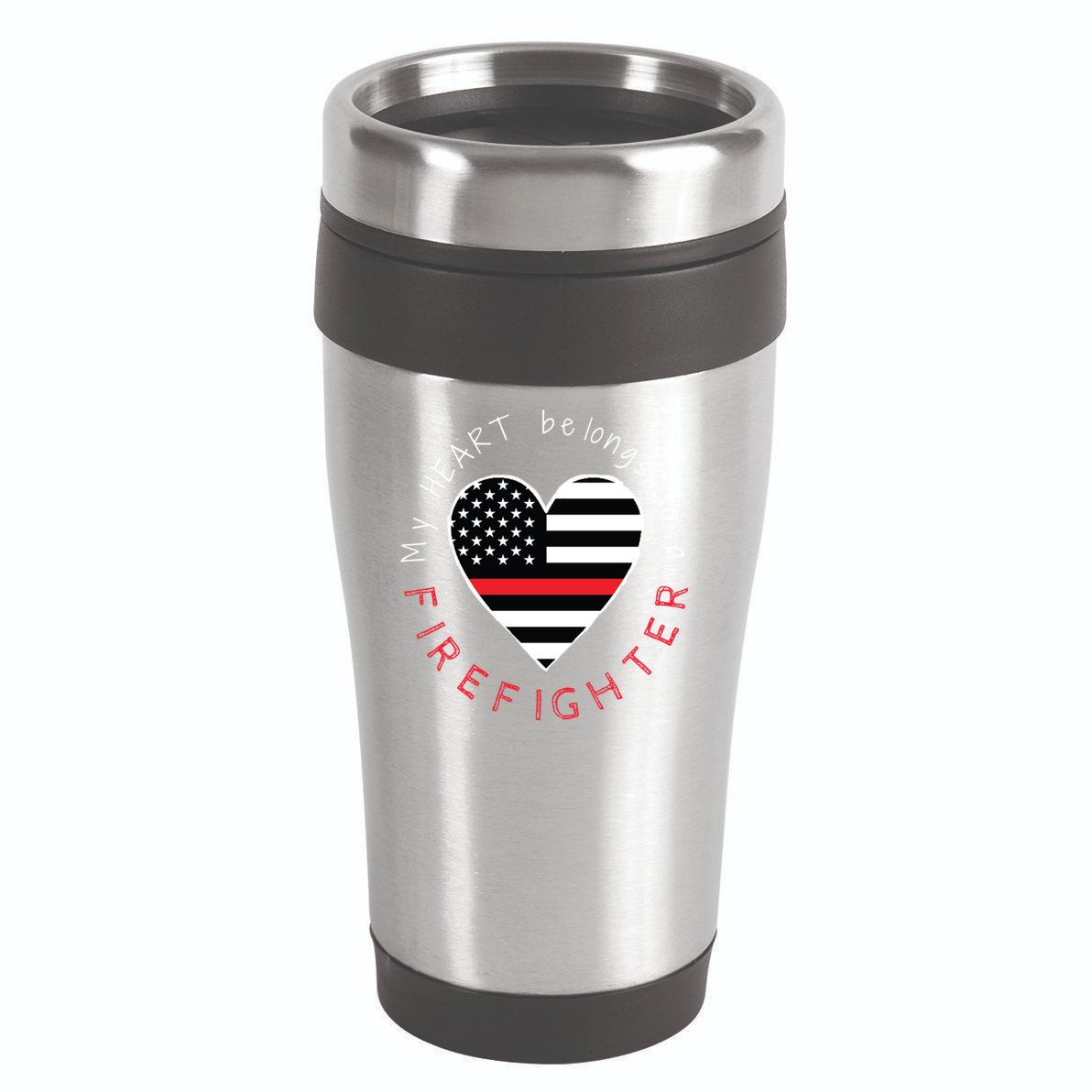Firefighter Wife Girlfriend Thin Red Line Heart Flag Fire Gift 16oz Travel Tumbler