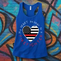 Firefighter Wife Girlfriend Thin Red Line Heart Flag Fire Gift Womens Tank Top