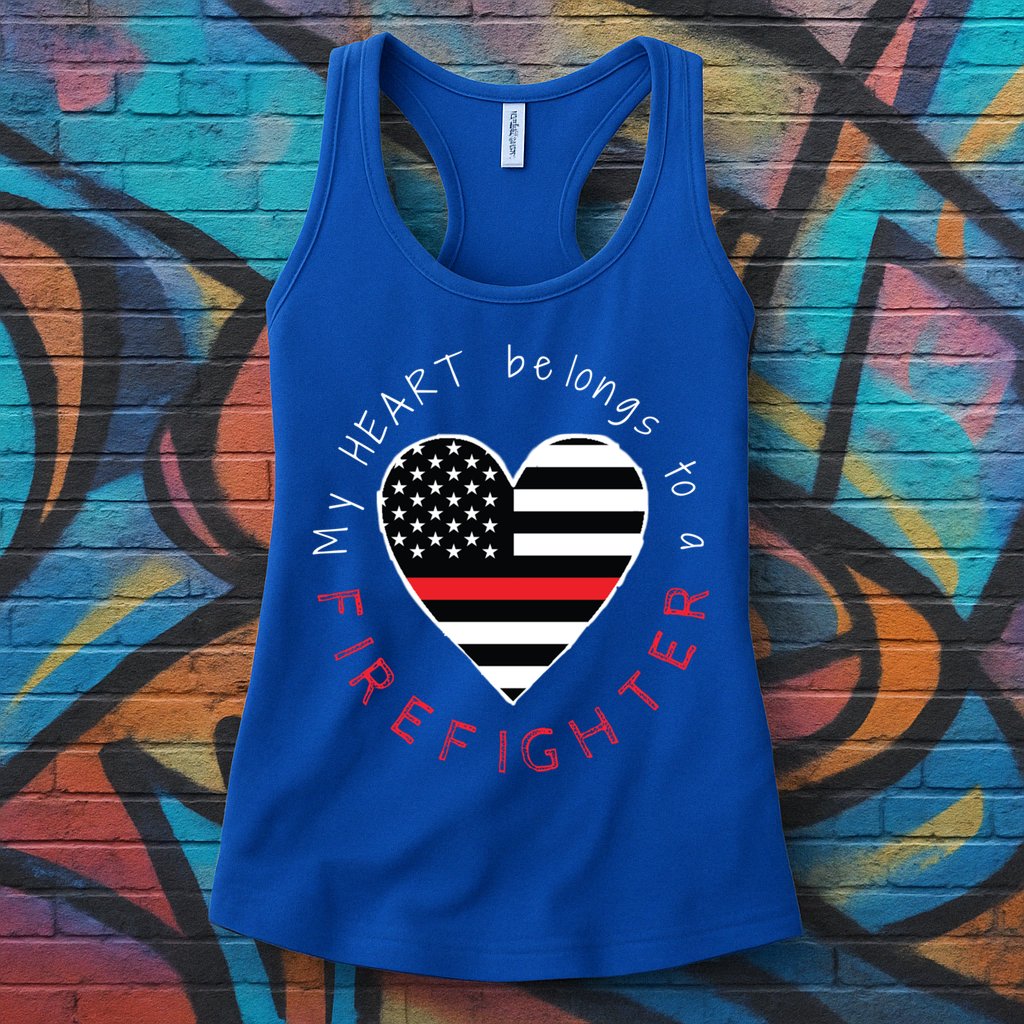 Firefighter Wife Girlfriend Thin Red Line Heart Flag Fire Gift Womens Tank Top