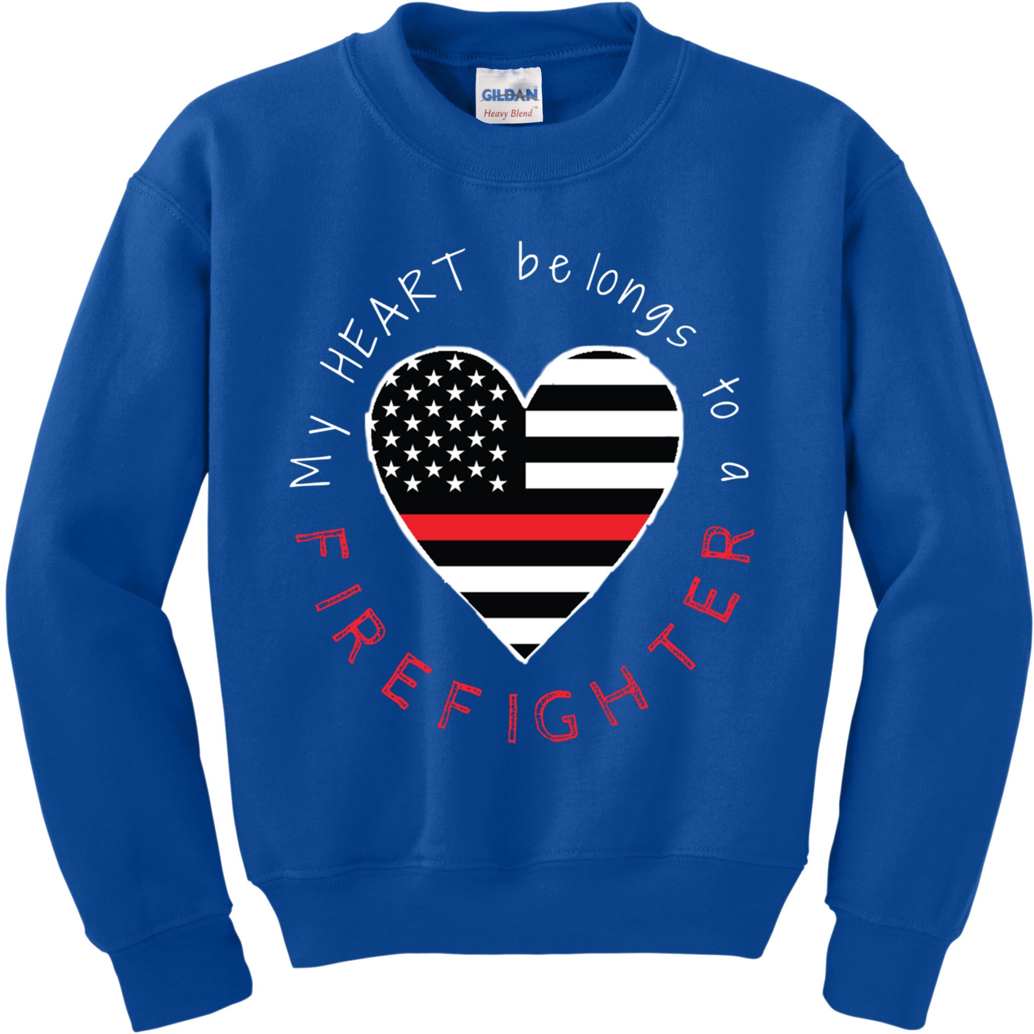 Firefighter Wife Girlfriend Thin Red Line Heart Flag Fire Gift Kids Sweatshirt