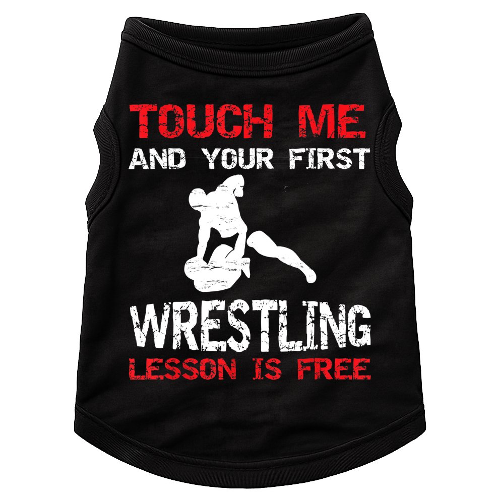 Funny Wrestling Gift First Lesson Is Free Wrestler Gift Doggie Tank