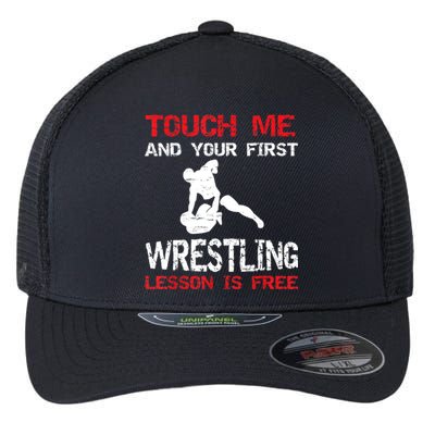 Funny Wrestling Gift First Lesson Is Free Wrestler Gift Flexfit Unipanel Trucker Cap