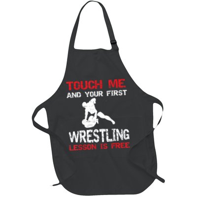 Funny Wrestling Gift First Lesson Is Free Wrestler Gift Full-Length Apron With Pockets