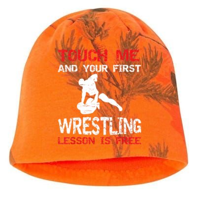 Funny Wrestling Gift First Lesson Is Free Wrestler Gift Kati - Camo Knit Beanie