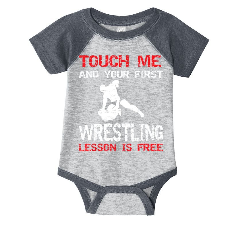 Funny Wrestling Gift First Lesson Is Free Wrestler Gift Infant Baby Jersey Bodysuit