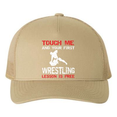 Funny Wrestling Gift First Lesson Is Free Wrestler Gift Yupoong Adult 5-Panel Trucker Hat