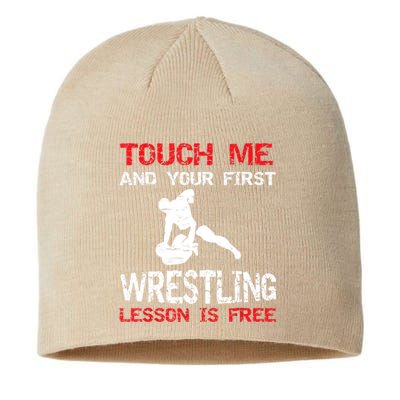 Funny Wrestling Gift First Lesson Is Free Wrestler Gift Sustainable Beanie