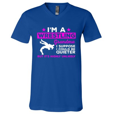 Funny Wrestling Grandma Meaningful Gift Could Be Quieter Gift V-Neck T-Shirt