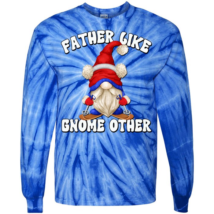 Funny Winter Gnome Grandpa Graphic Ski Dad Saying Cool Gift Tie-Dye Long Sleeve Shirt