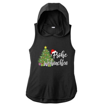 Frohe Weihnachten German Merry Christmas Holidays Germany Ladies PosiCharge Tri-Blend Wicking Draft Hoodie Tank