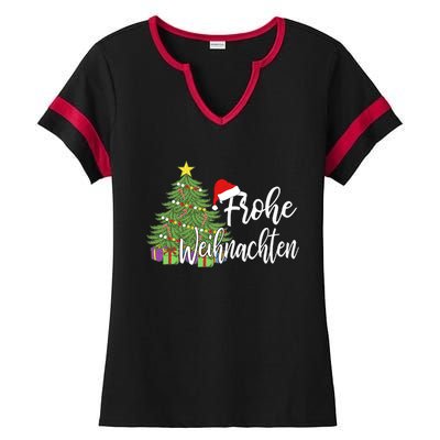 Frohe Weihnachten German Merry Christmas Holidays Germany Ladies Halftime Notch Neck Tee